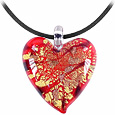 Passione - Red, Gold and Black Murano Glass Heart Pendant